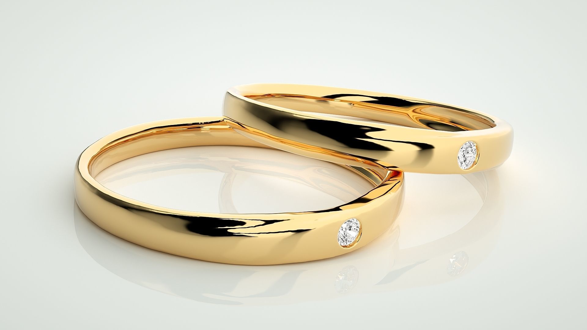 Solitaire Couple Band Ring 3dm stl render detail 3D print model_10