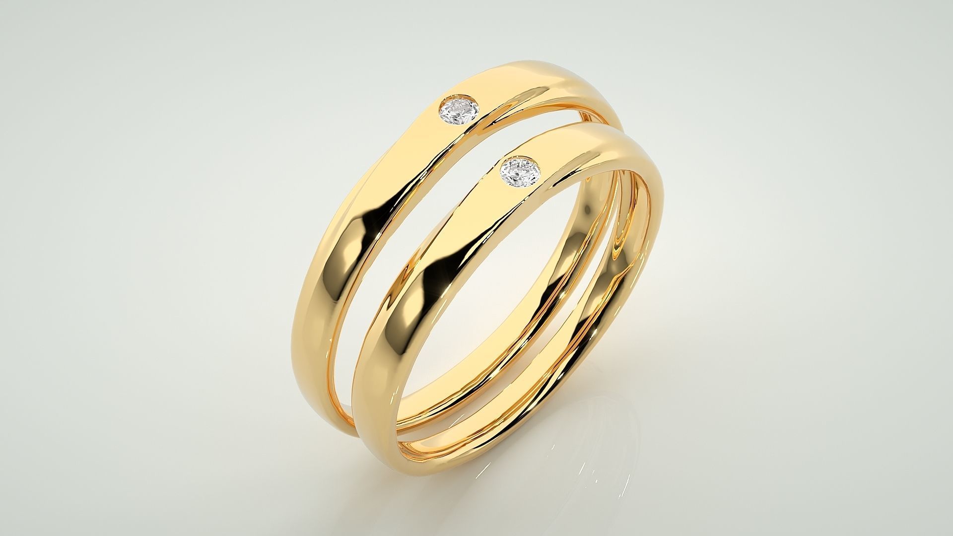 Solitaire Couple Band Ring 3dm stl render detail 3D print model_12
