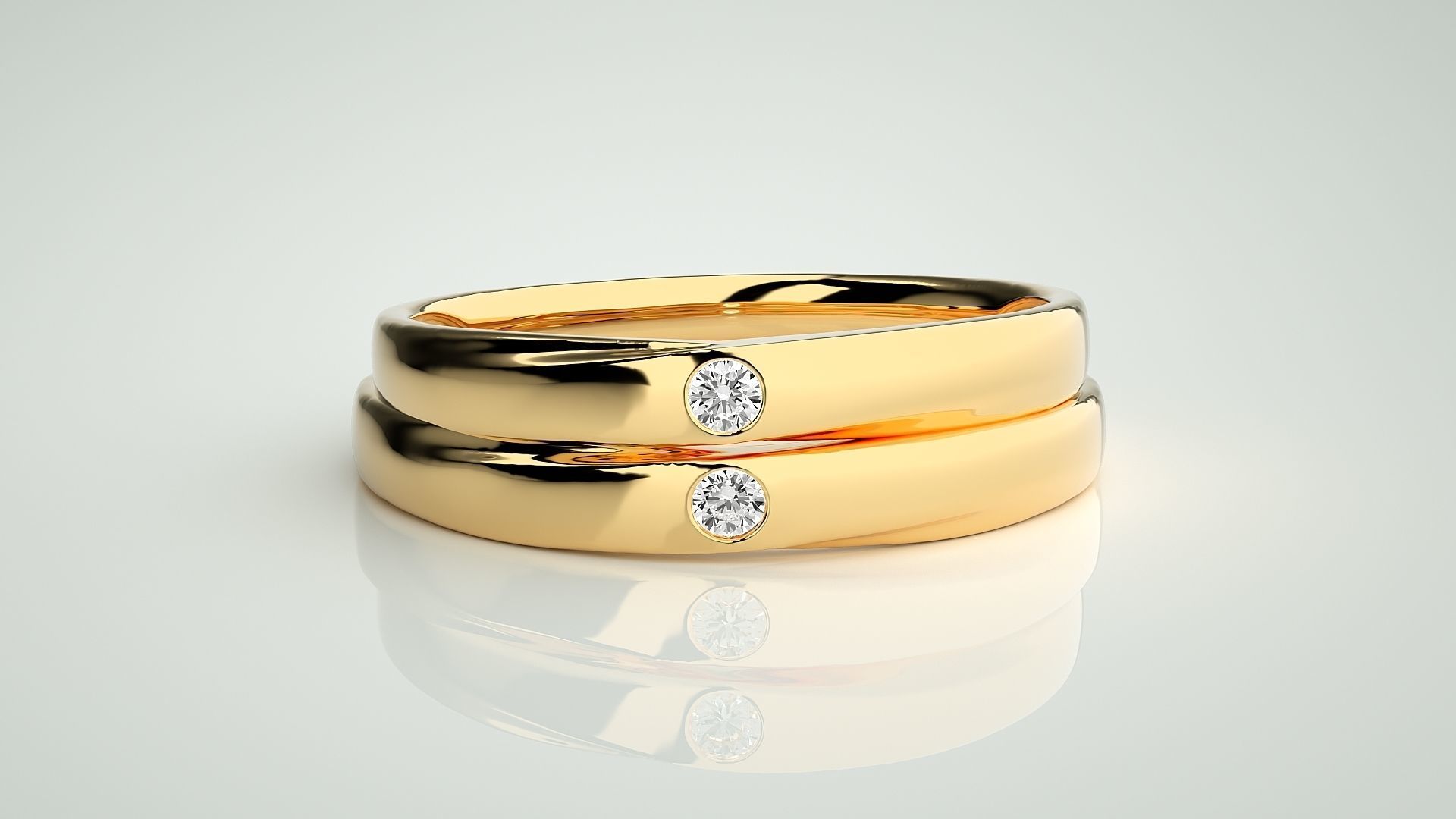 Solitaire Couple Band Ring 3dm stl render detail 3D print model_11