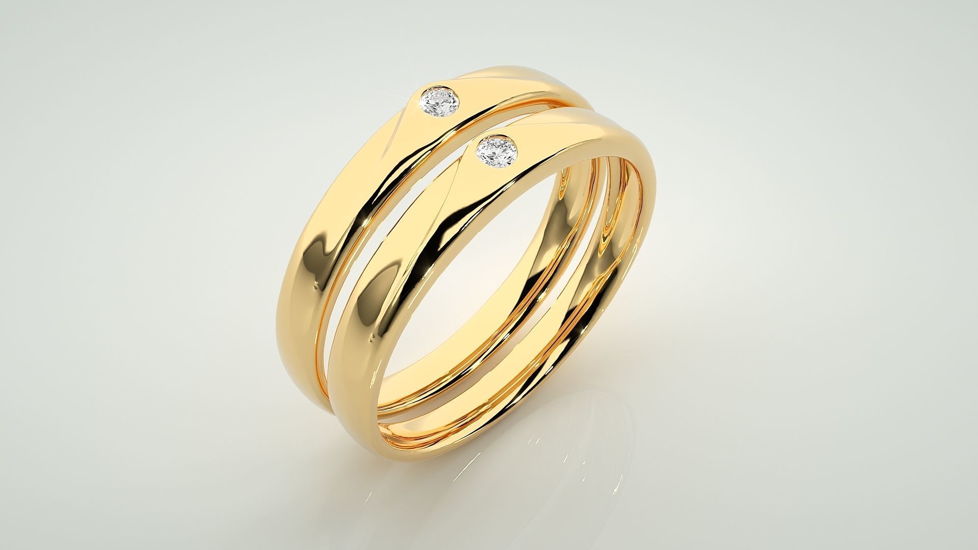 Solitaire Couple Band Ring 3dm stl render detail 3D print model_12