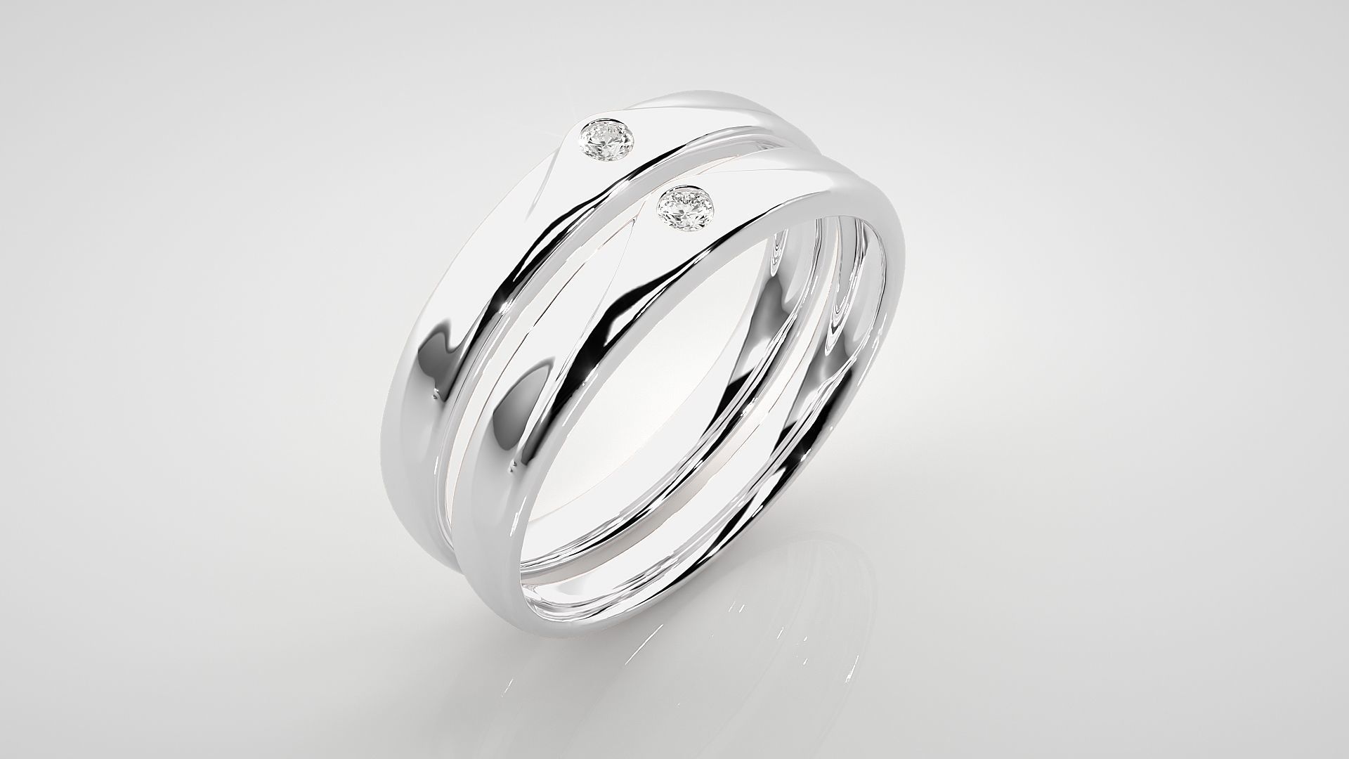 Solitaire Couple Band Ring 3dm stl render detail 3D print model_8