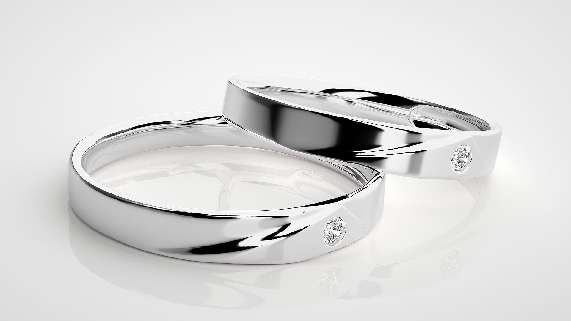 Solitaire Couple Band Ring 3dm stl render detail  3D print model_6