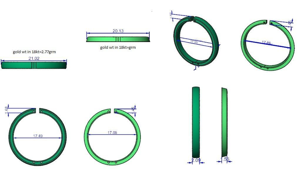 Italian Thin Light wt Plain Gold Couple Band Ring 3dm stl render 3D print model_12
