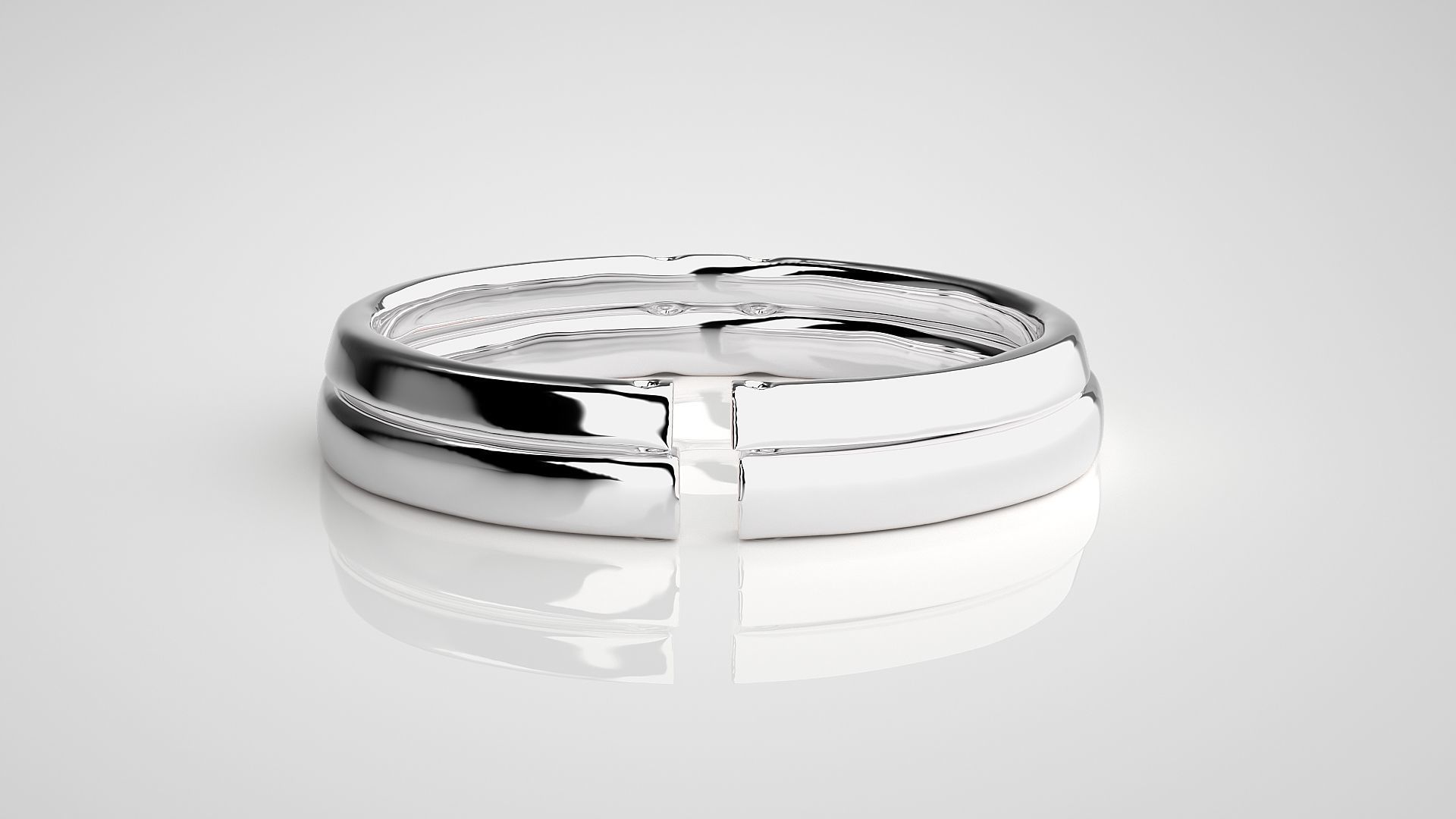 Italian Thin Light wt Plain Gold Couple Band Ring 3dm stl render 3D print model_6
