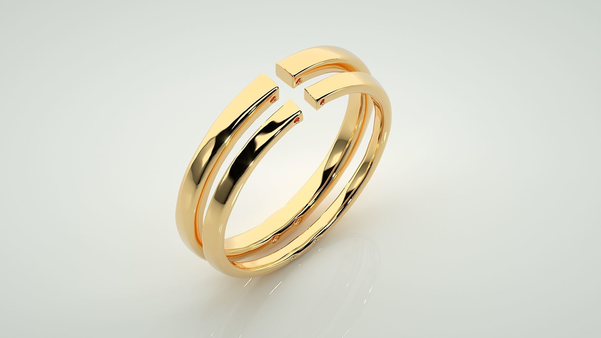 Italian Thin Light wt Plain Gold Couple Band Ring 3dm stl render 3D print model_11