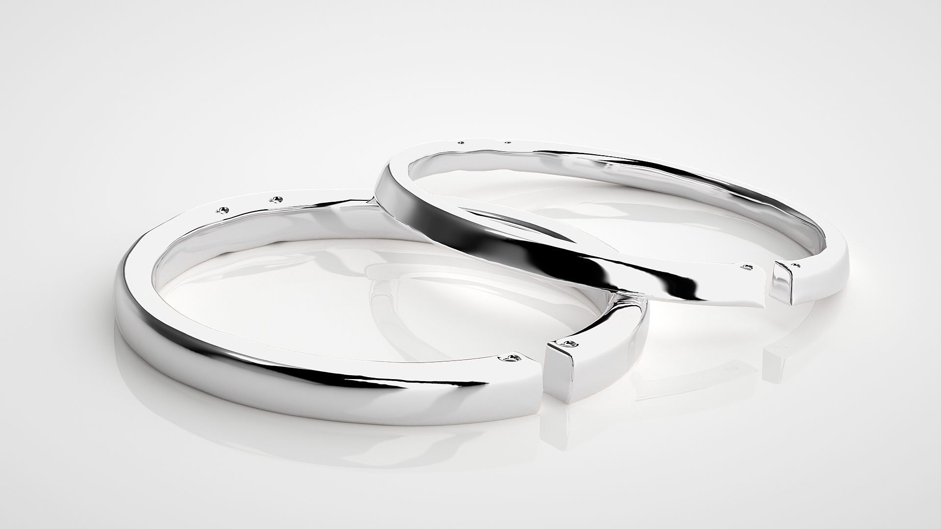 Italian Thin Light wt Plain Gold Couple Band Ring 3dm stl render 3D print model_5