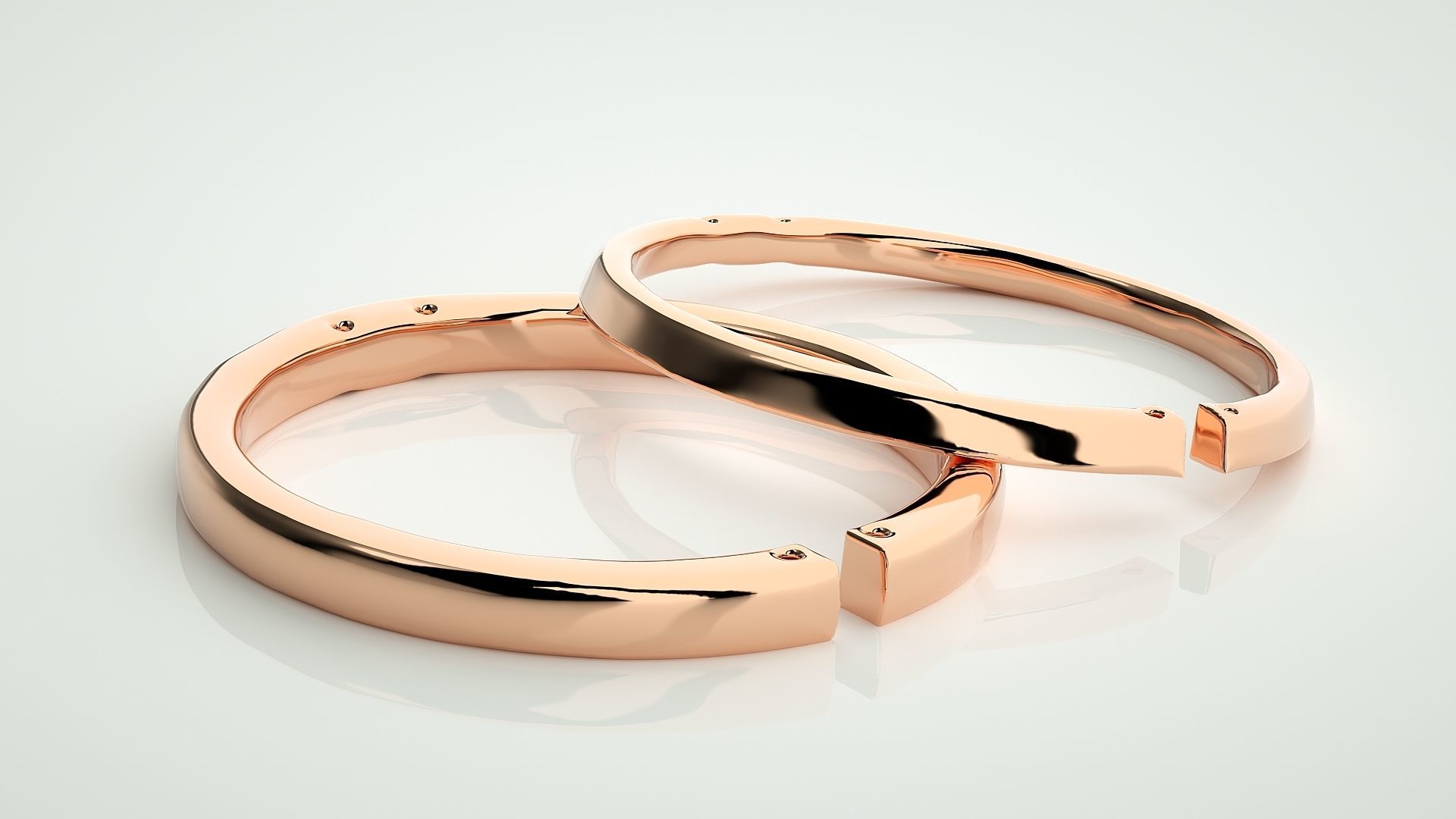 Italian Thin Light wt Plain Gold Couple Band Ring 3dm stl render 3D print model_1