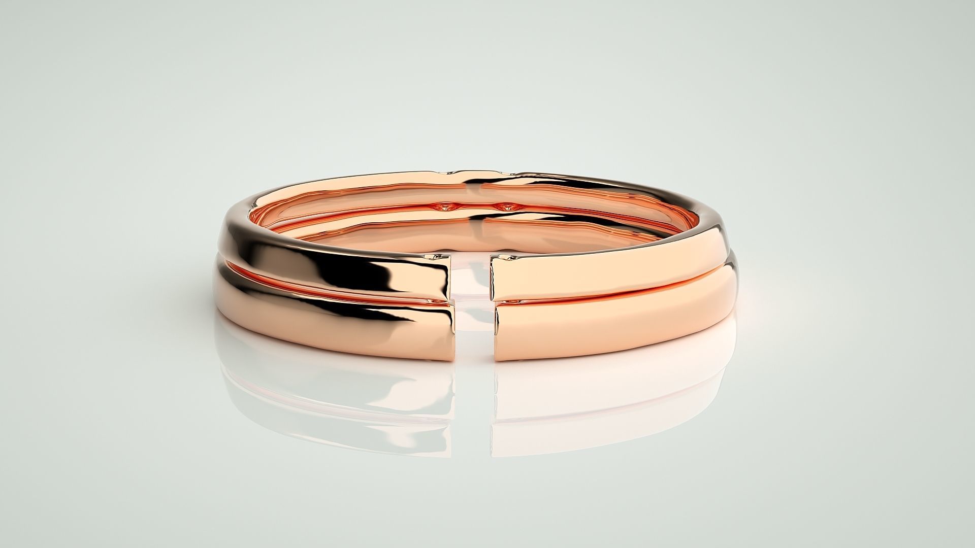 Italian Thin Light wt Plain Gold Couple Band Ring 3dm stl render 3D print model_2