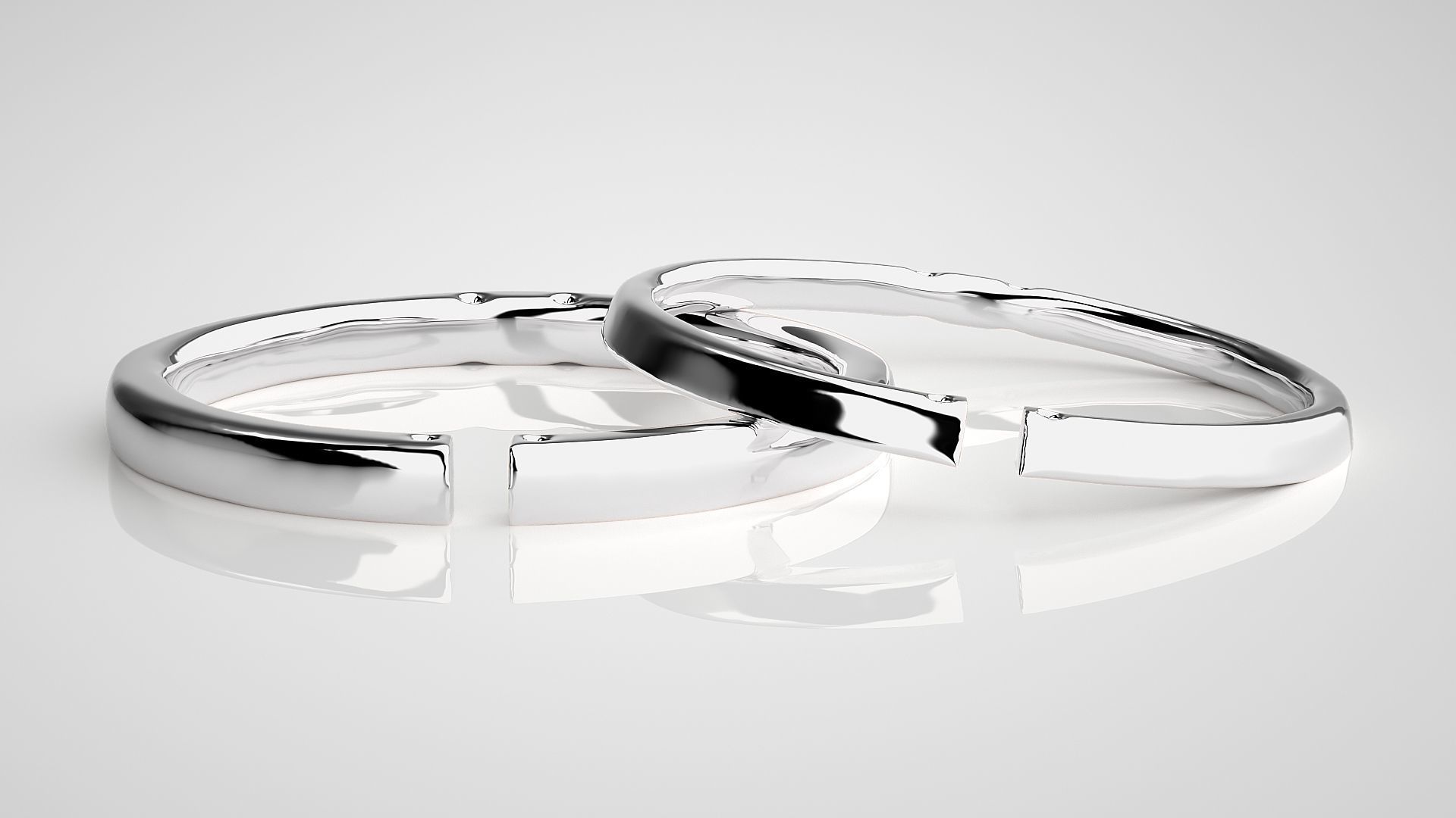 Italian Thin Light wt Plain Gold Couple Band Ring 3dm stl render 3D print model_4