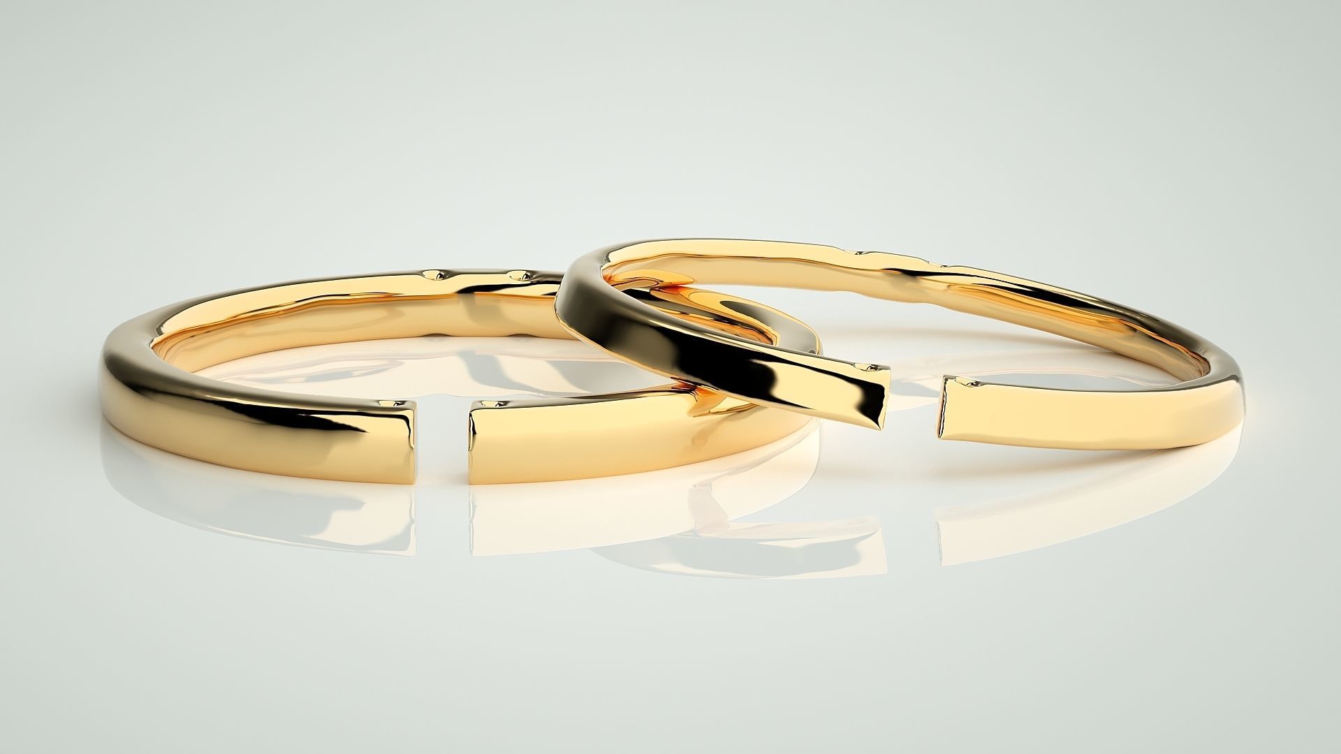 Italian Thin Light wt Plain Gold Couple Band Ring 3dm stl render 3D print model_8