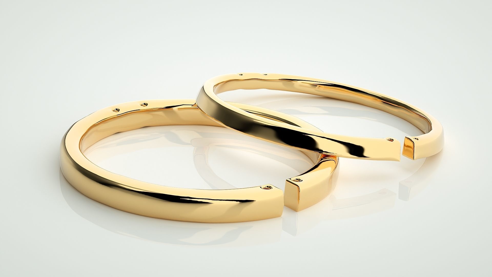 Italian Thin Light wt Plain Gold Couple Band Ring 3dm stl render 3D print model_9