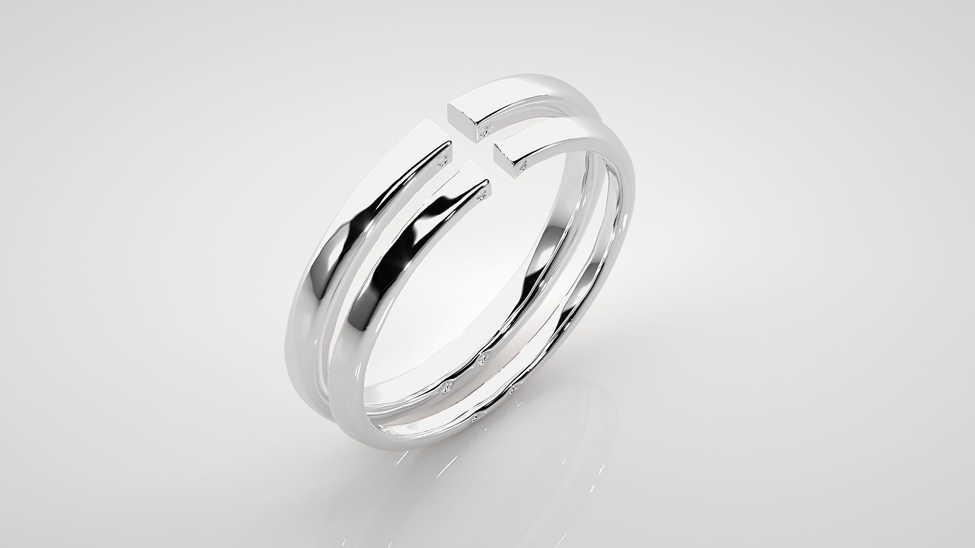Italian Thin Light wt Plain Gold Couple Band Ring 3dm stl render 3D print model_7