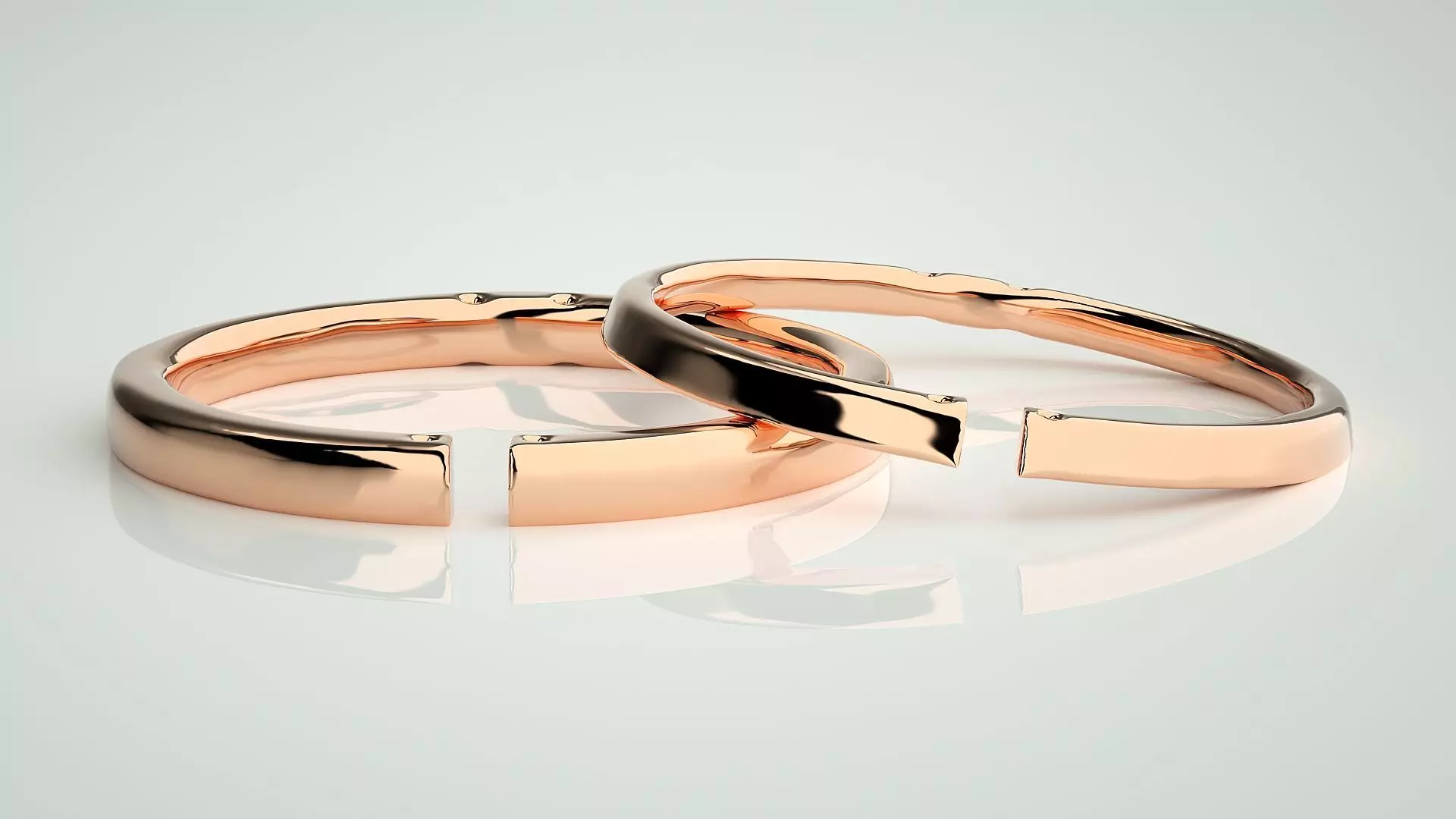Italian Thin Light wt Plain Gold Couple Band Ring 3dm stl render 3D print model_0