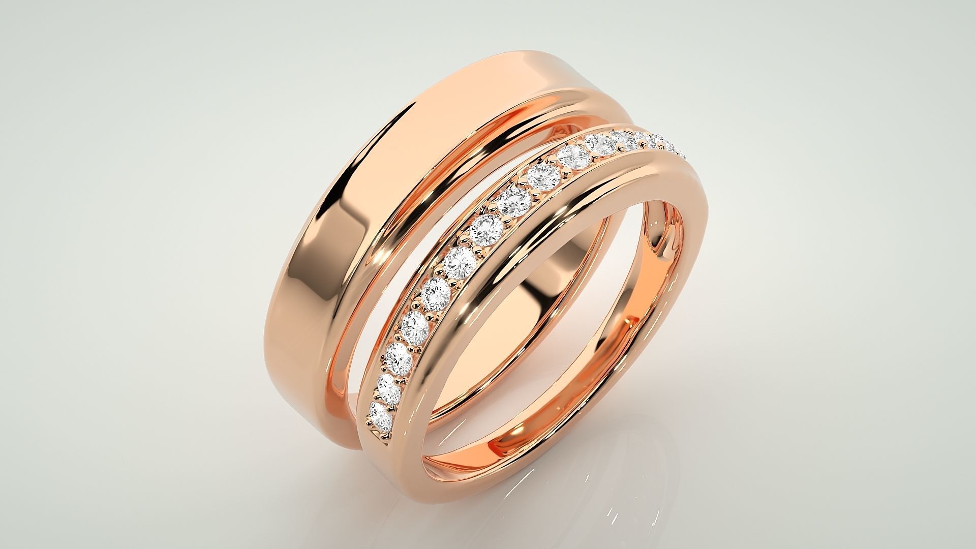 Couple Band Ring 3dm stl render detail 3D print model_3