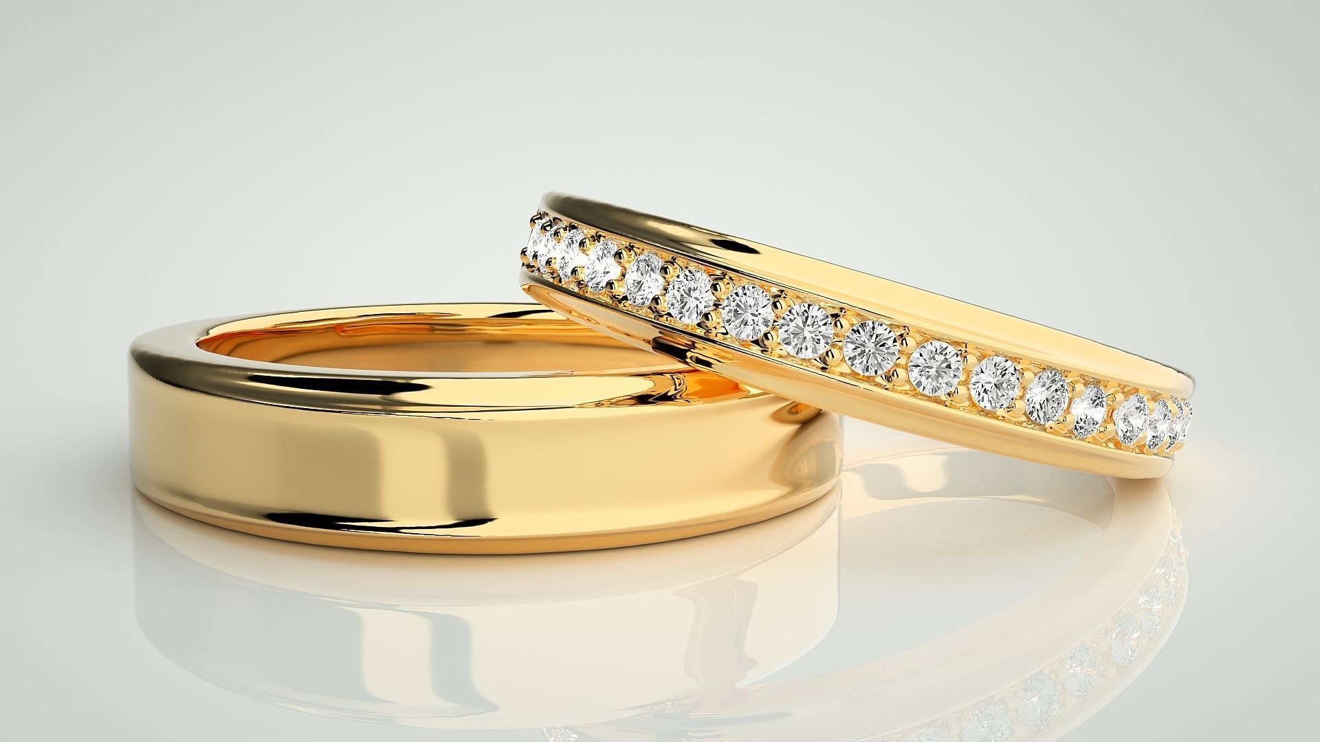 Couple Band Ring 3dm stl render detail 3D print model_8