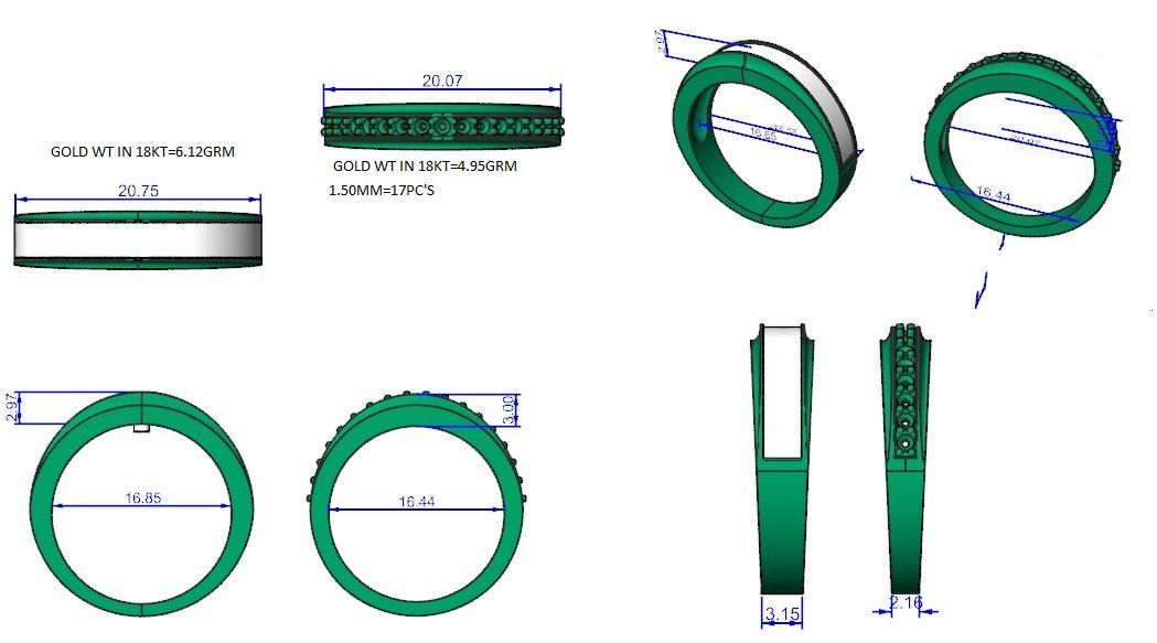 Couple Band Ring 3dm stl render detail 3D print model_12
