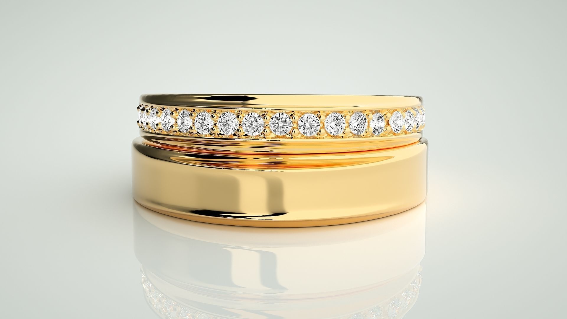 Couple Band Ring 3dm stl render detail 3D print model_10
