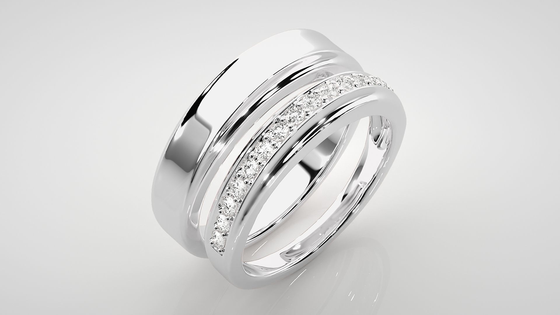 Couple Band Ring 3dm stl render detail 3D print model_7