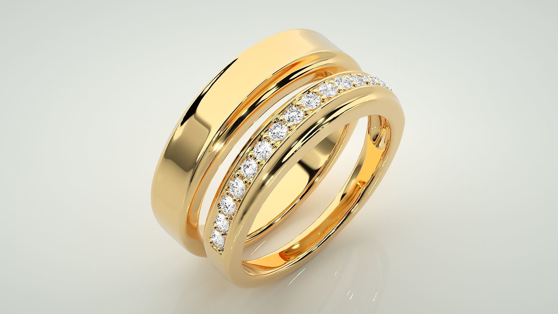 Couple Band Ring 3dm stl render detail 3D print model_11