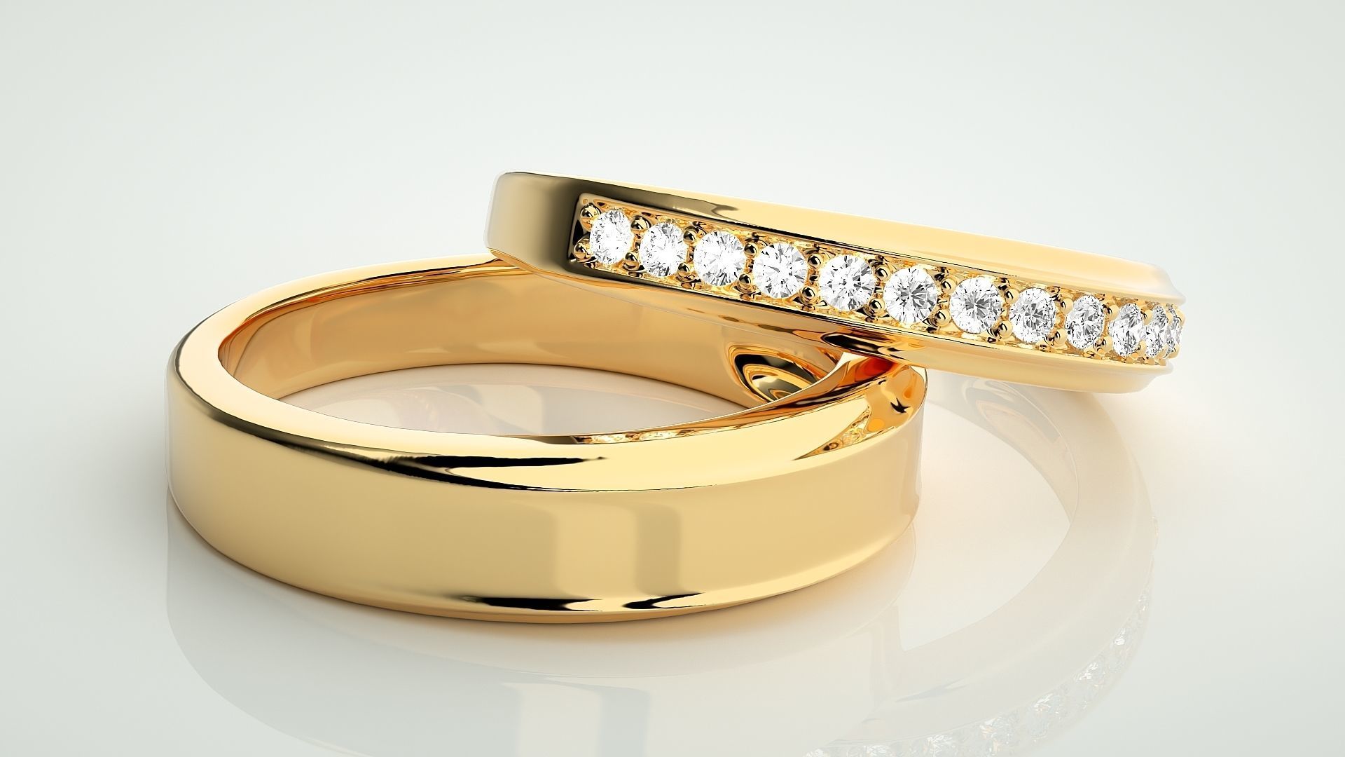 Couple Band Ring 3dm stl render detail 3D print model_9