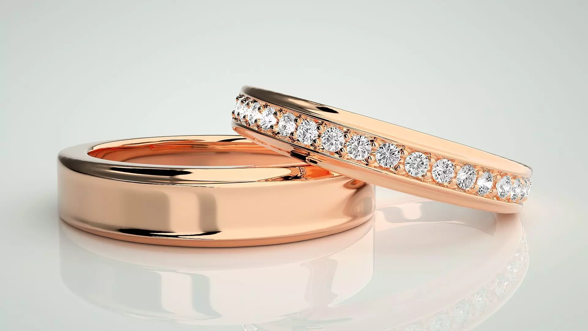 Couple Band Ring 3dm stl render detail 3D print model_0