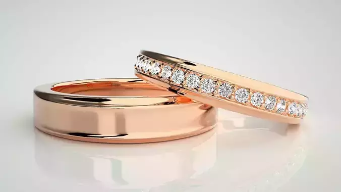 Couple Band Ring 3dm stl render detail 3D print model