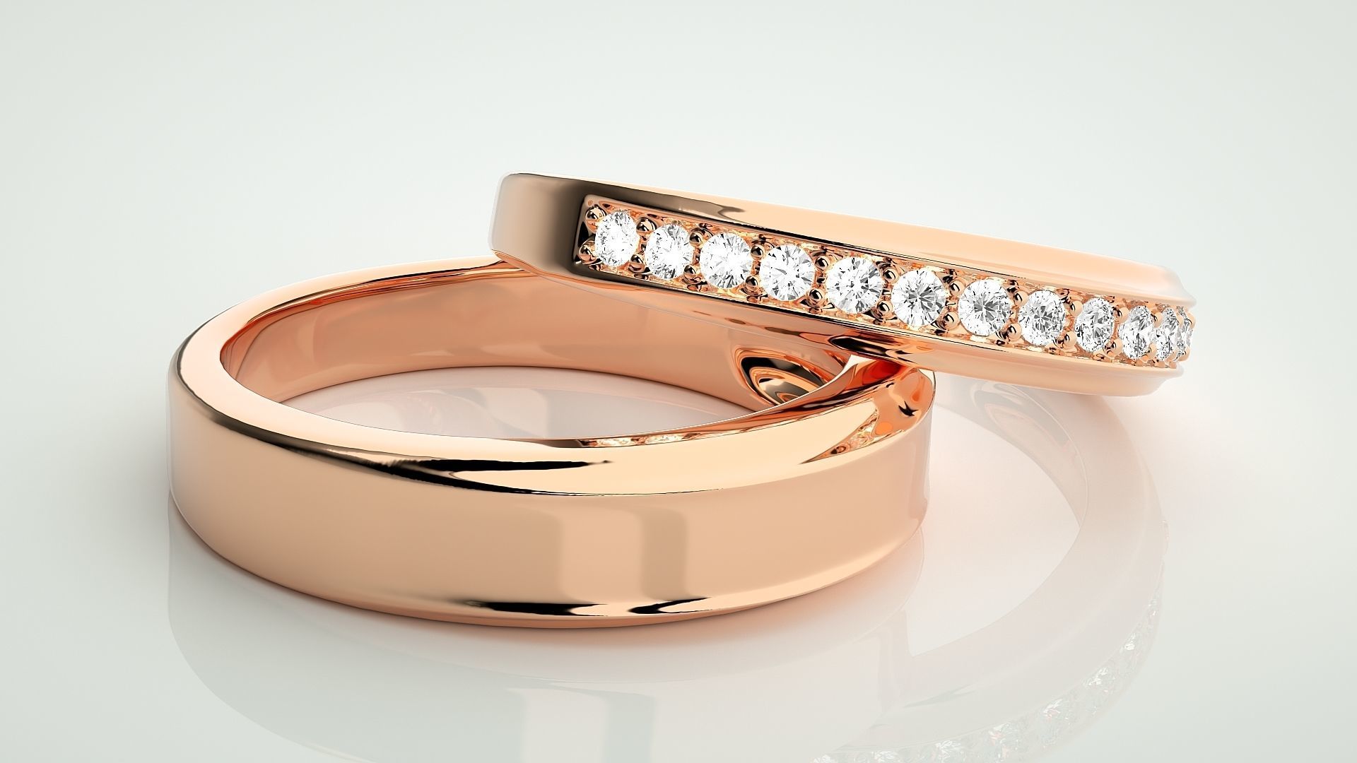 Couple Band Ring 3dm stl render detail 3D print model_1