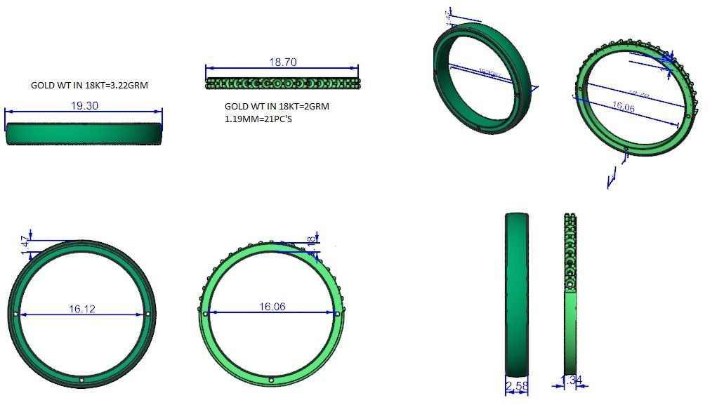 Thin Light wt Couple Band Ring 3dm stl render detail 3D print model_12