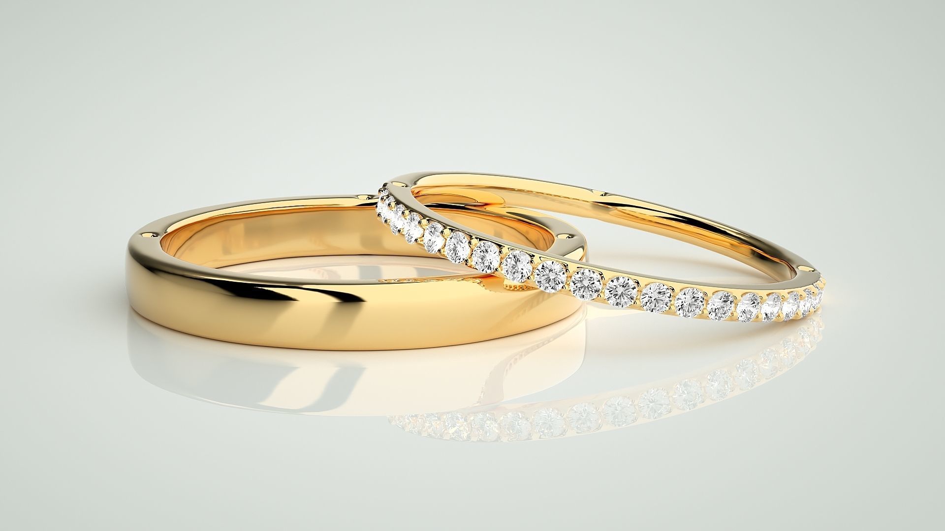 Thin Light wt Couple Band Ring 3dm stl render detail 3D print model_8