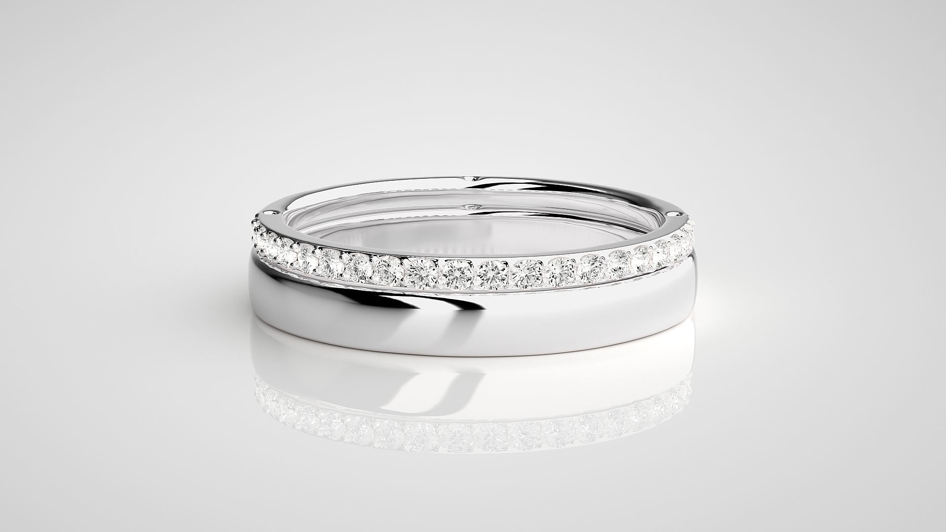 Thin Light wt Couple Band Ring 3dm stl render detail 3D print model_6