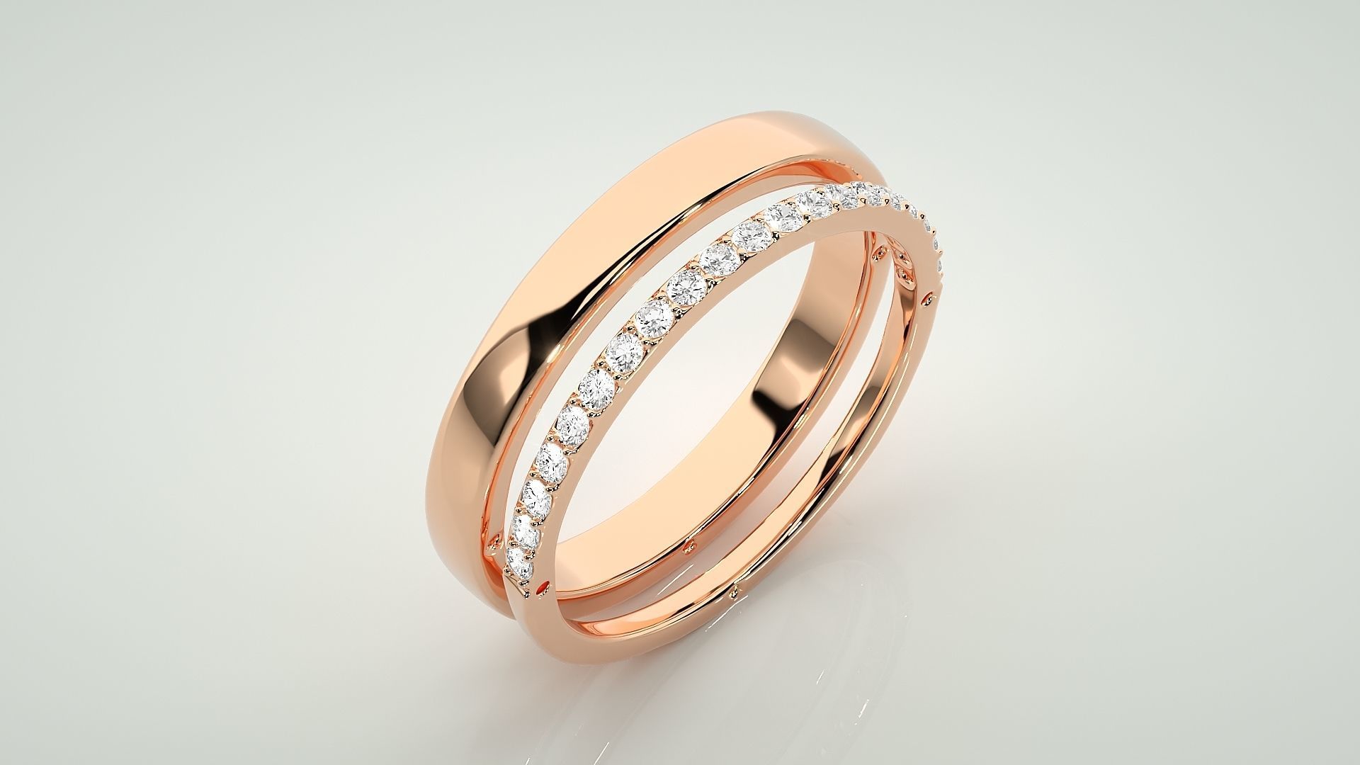 Thin Light wt Couple Band Ring 3dm stl render detail 3D print model_3