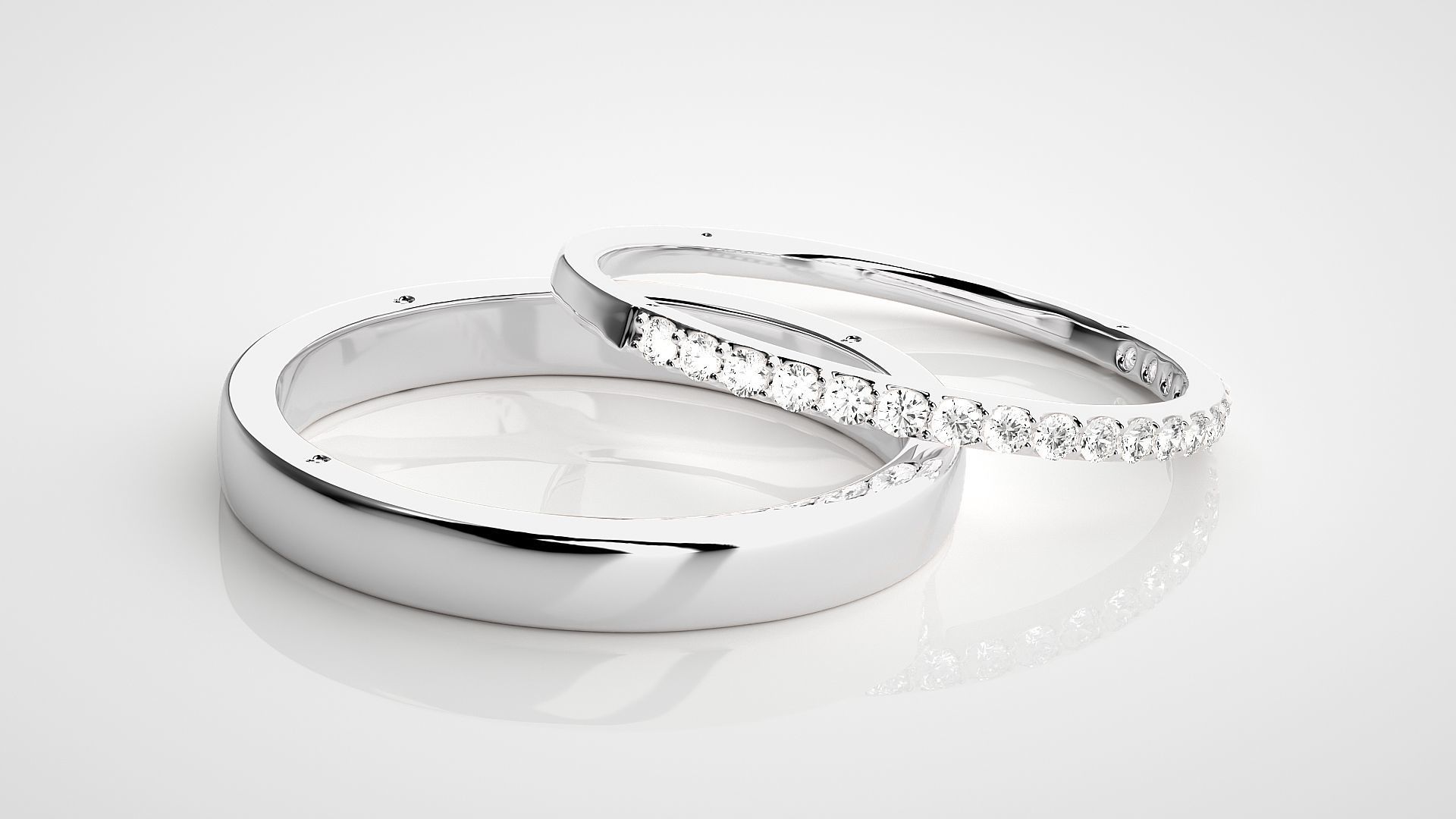 Thin Light wt Couple Band Ring 3dm stl render detail 3D print model_5