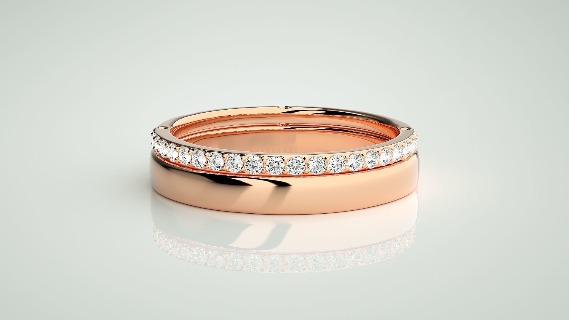 Thin Light wt Couple Band Ring 3dm stl render detail 3D print model_2