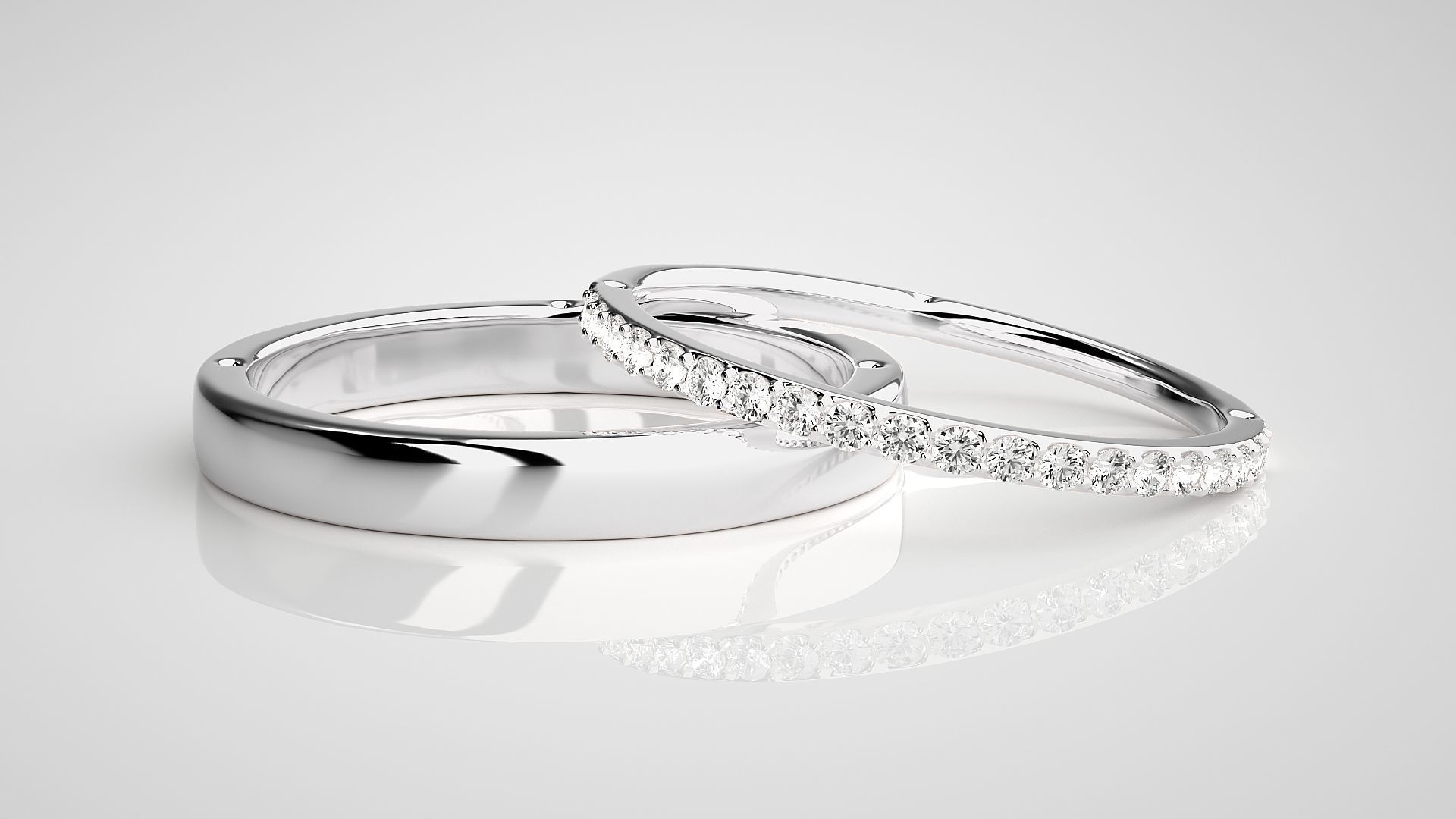 Thin Light wt Couple Band Ring 3dm stl render detail 3D print model_4
