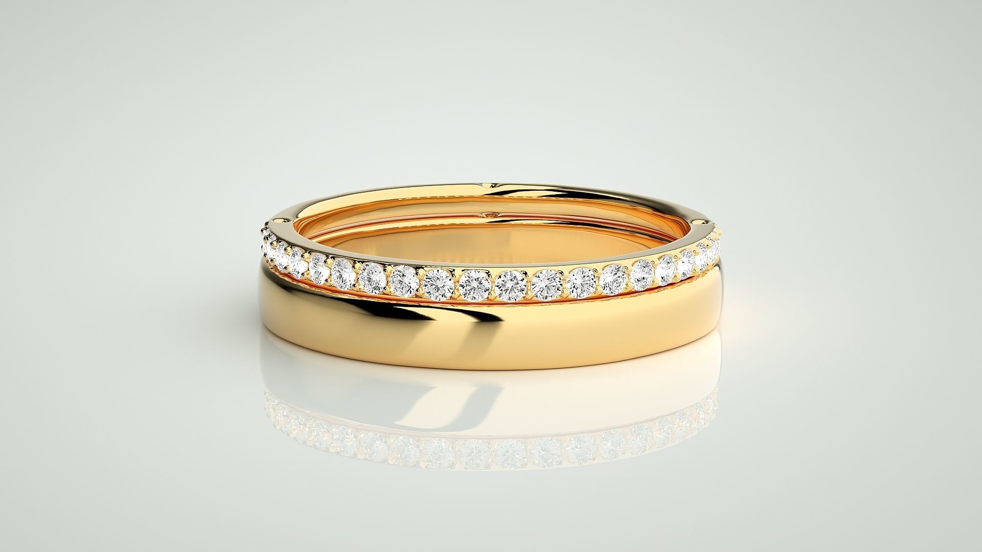 Thin Light wt Couple Band Ring 3dm stl render detail 3D print model_10