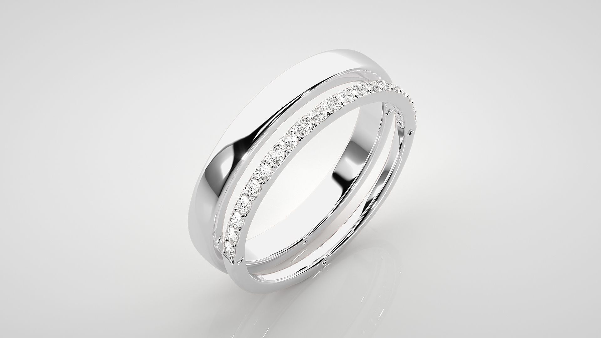Thin Light wt Couple Band Ring 3dm stl render detail 3D print model_7