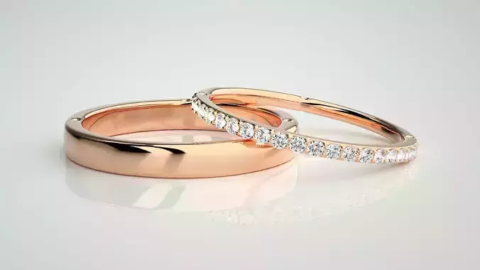 Thin Light wt Couple Band Ring 3dm stl render detail  3D print model