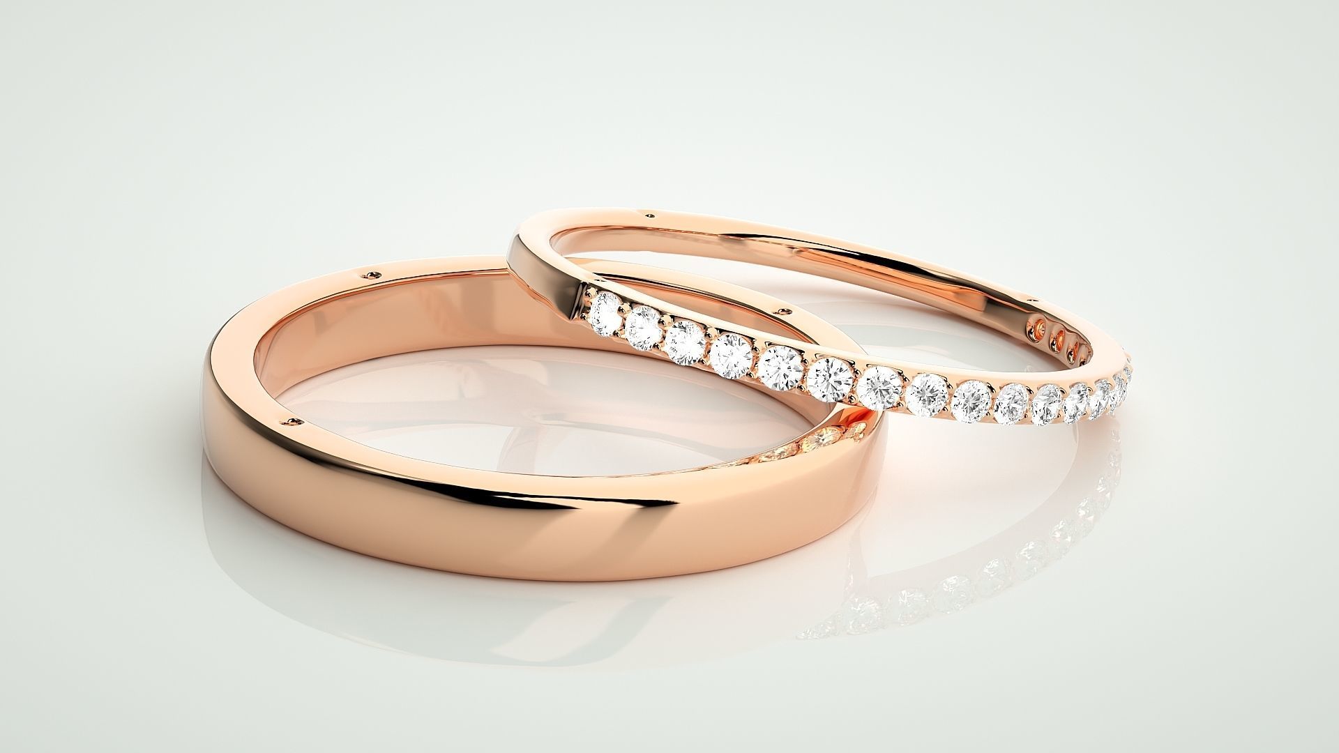 Thin Light wt Couple Band Ring 3dm stl render detail 3D print model_1