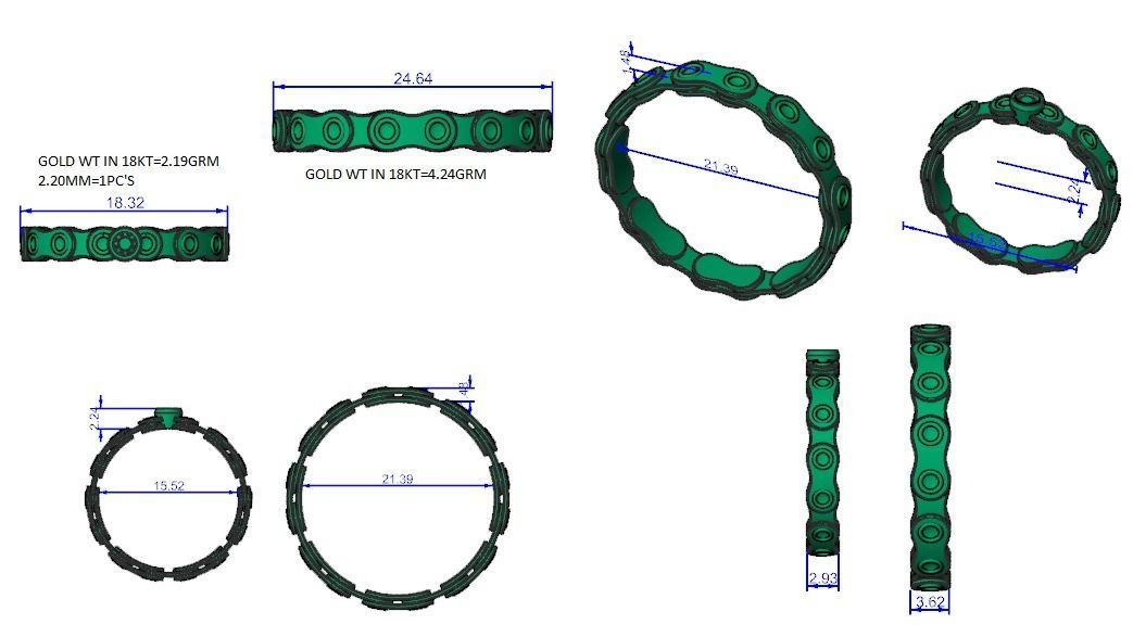Chain Solitaire Ring Couple Band Ring 3dm stl render detail 3D print model_12