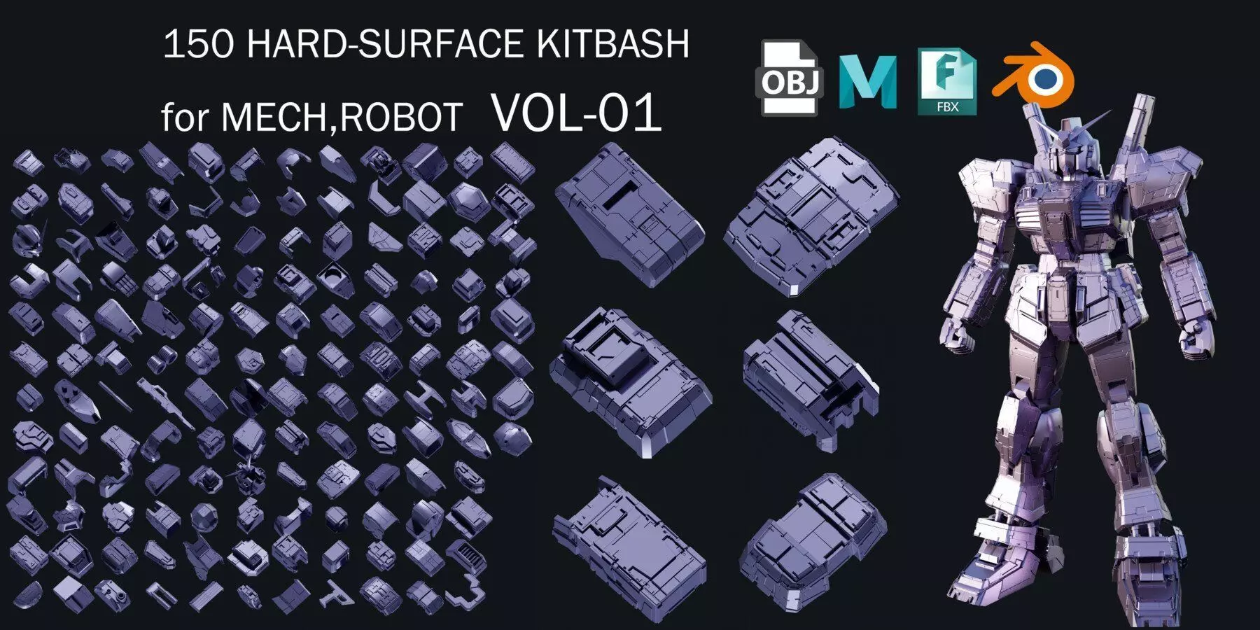 150 HARD-SURFACE KITBASH VOL-01 3D model_0