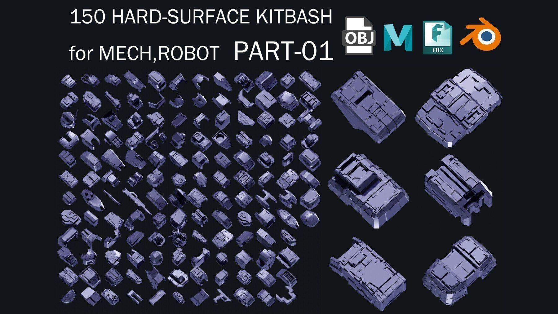 150 HARD-SURFACE KITBASH VOL-01 3D model_1