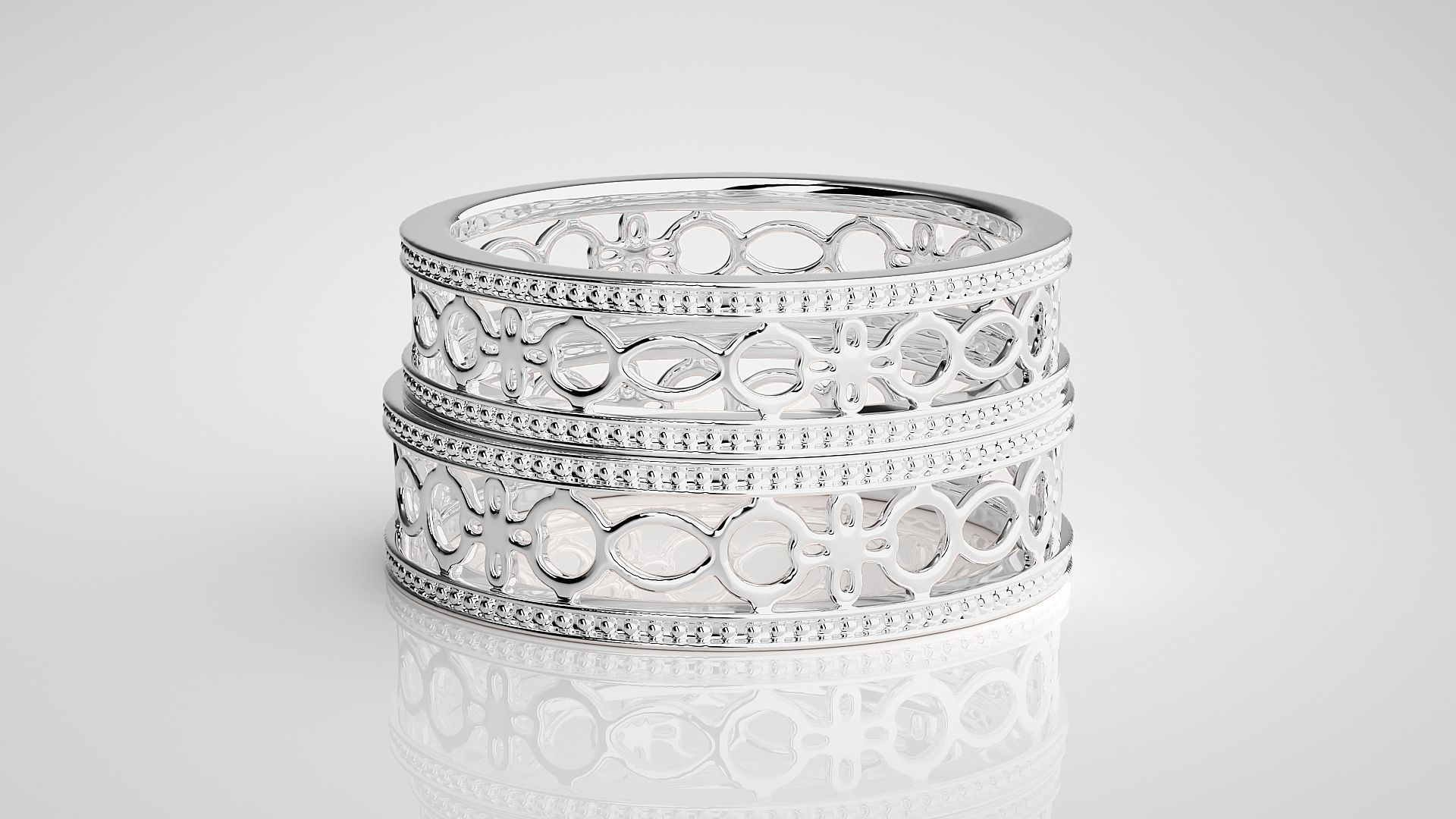 Plain Gold Mesh Couple Band Ring 3dm stl render detail 3D print model_6