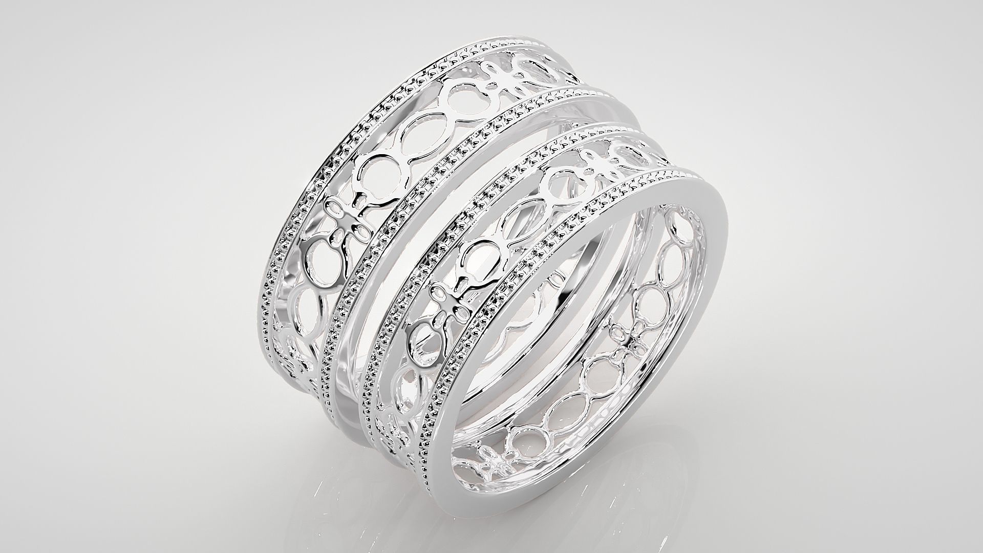 Plain Gold Mesh Couple Band Ring 3dm stl render detail 3D print model_7