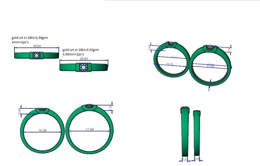 Solitaire Couple Band Ring 3dm stl render detail 3D print model_12