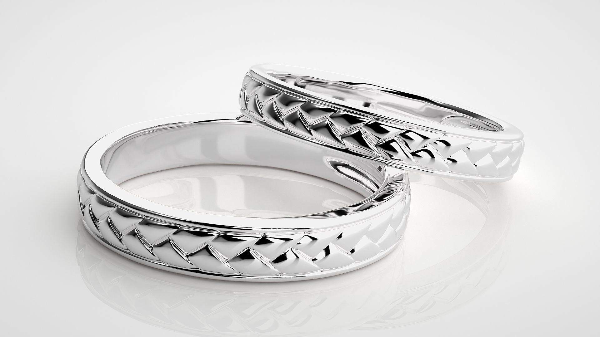 Plain Gold Couple Band Ring 3dm stl render detail 3D print model_5