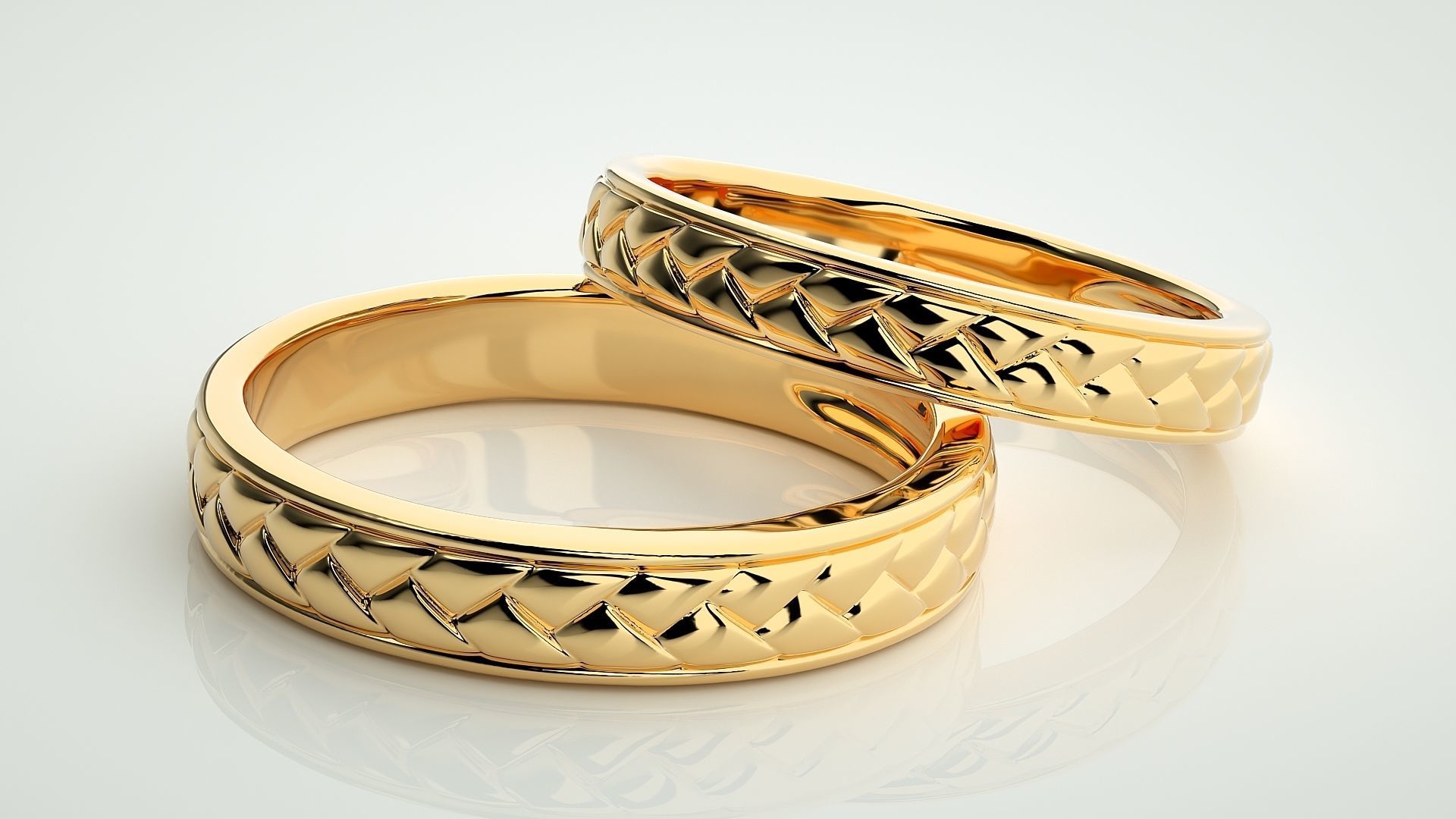 Plain Gold Couple Band Ring 3dm stl render detail 3D print model_9