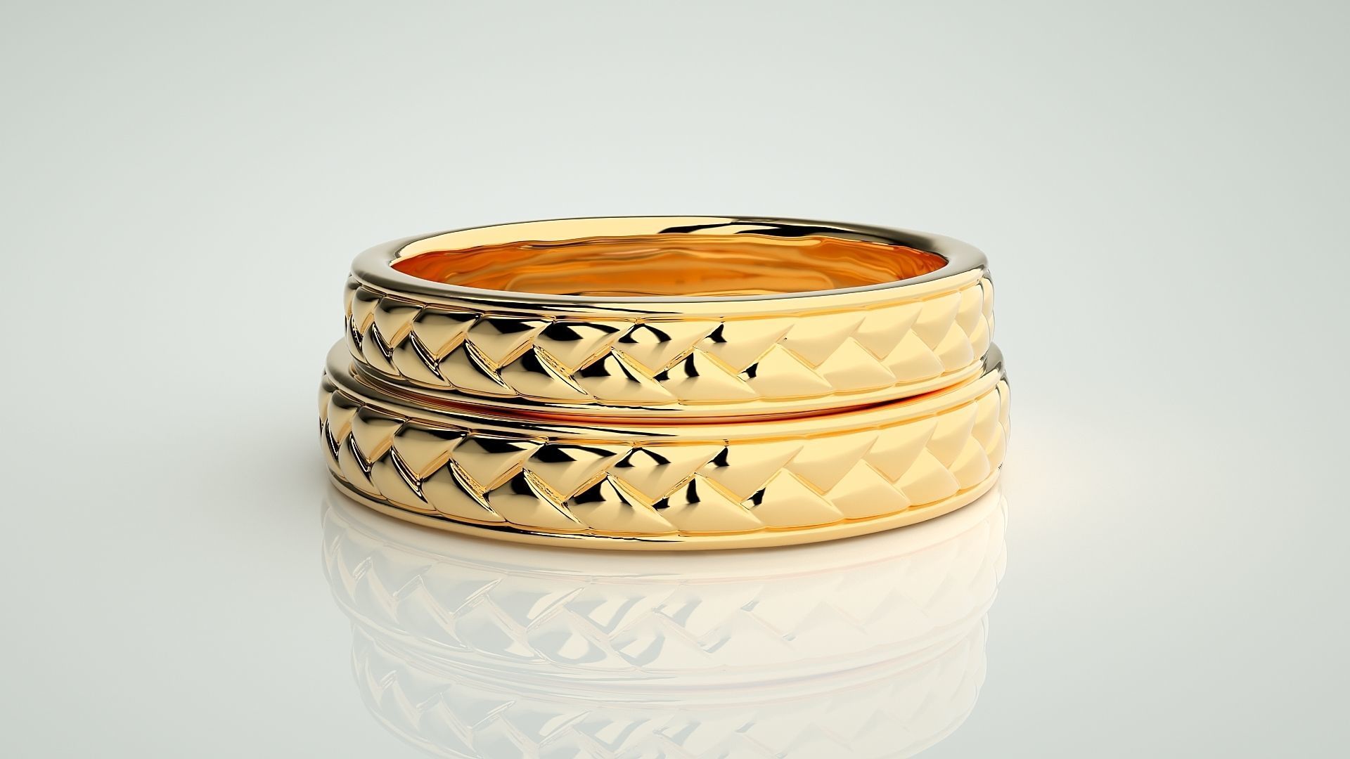 Plain Gold Couple Band Ring 3dm stl render detail 3D print model_10