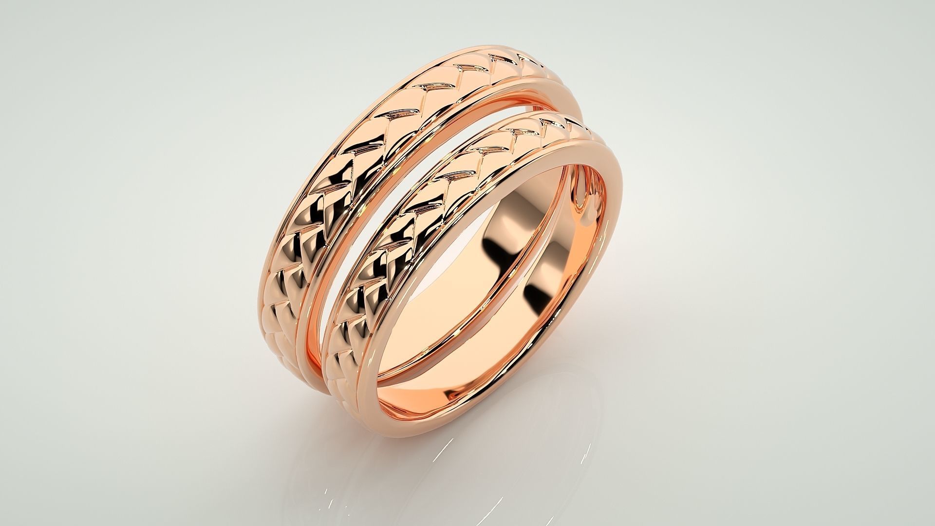 Plain Gold Couple Band Ring 3dm stl render detail 3D print model_3