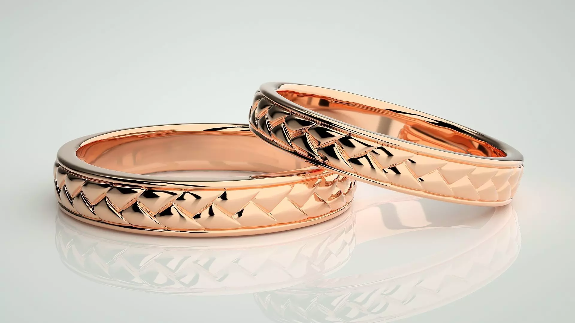 Plain Gold Couple Band Ring 3dm stl render detail 3D print model_0
