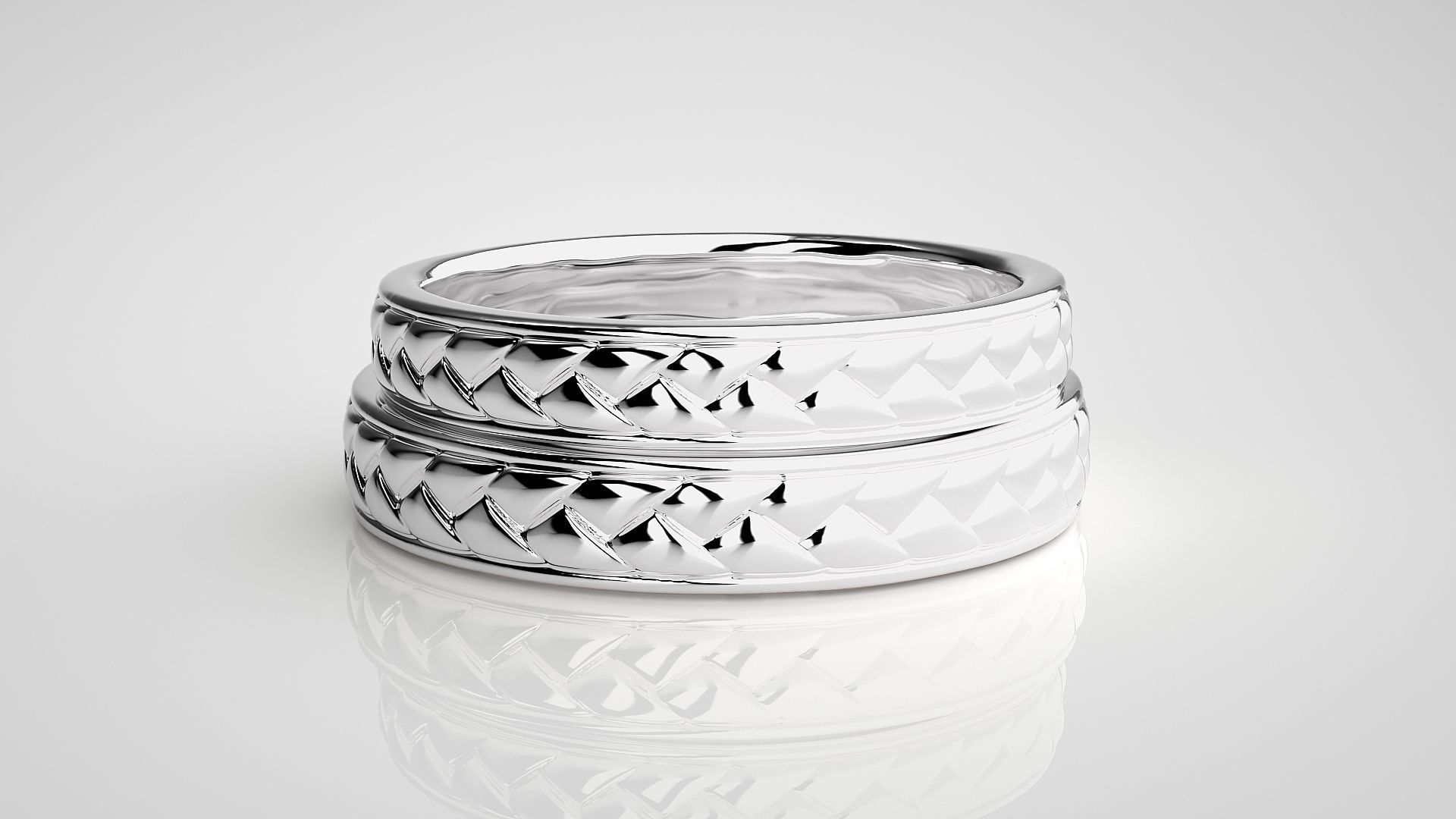 Plain Gold Couple Band Ring 3dm stl render detail 3D print model_6